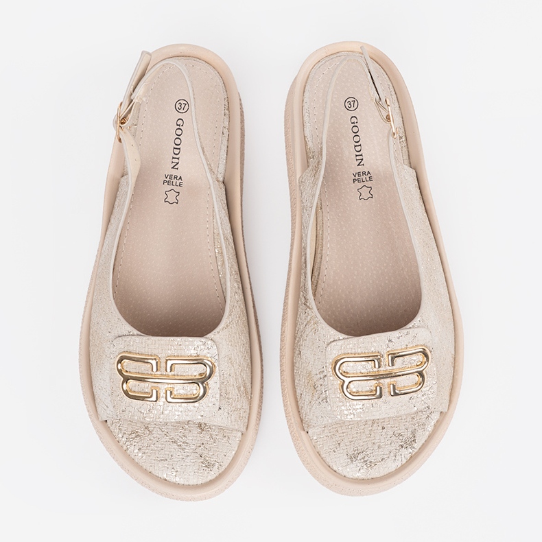 Goodin Litteät sandaalit, joissa on taupe sisustus beige 2