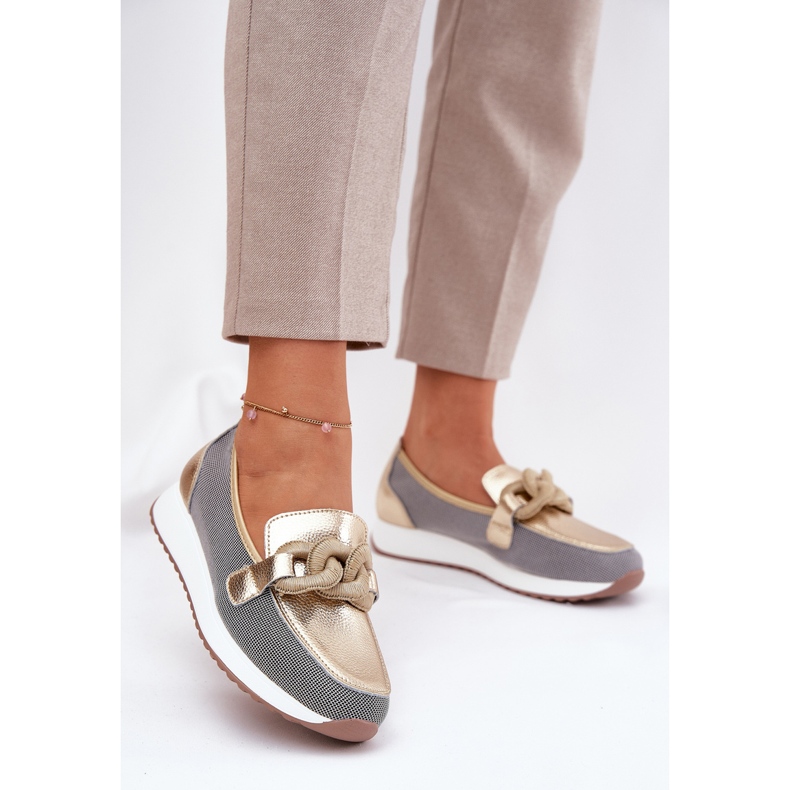 S.Barski Naisten nahkaiset leipät koristeella LR51-966 kulta kultainen 2