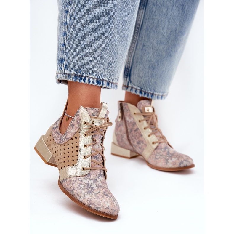 Nahkakengät Maciejka Boots 05541-04 Beige-Gold 2