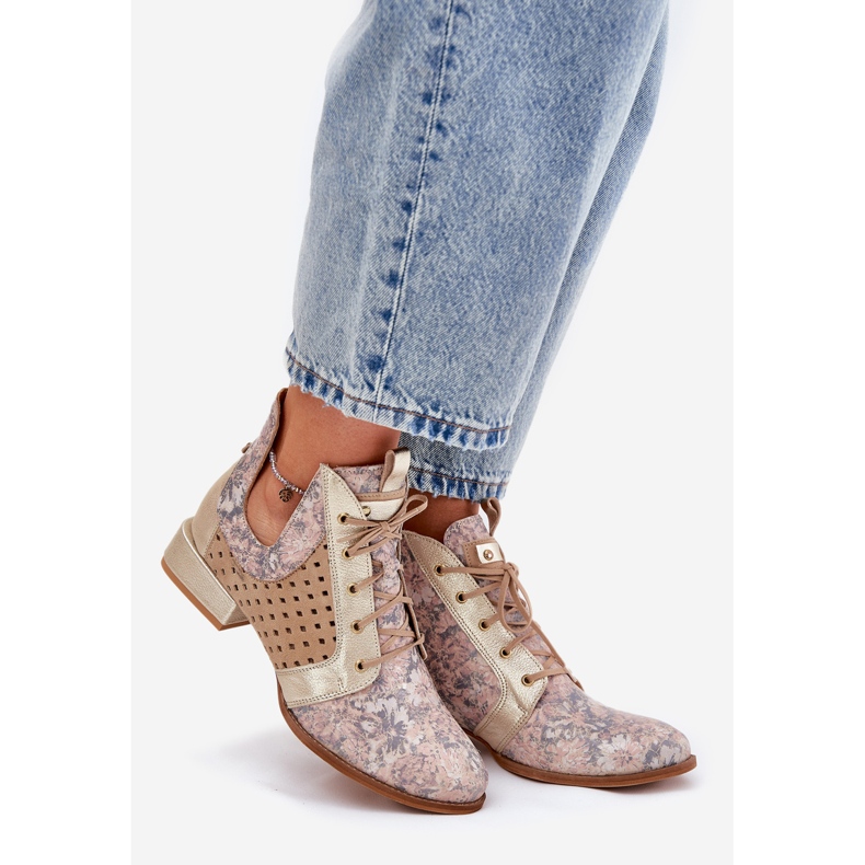 Nahkakengät Maciejka Boots 05541-04 Beige-Gold 1