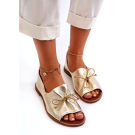 Naisten nahkaballeriinit Zazoo 2660/064 PLN kultainen 3