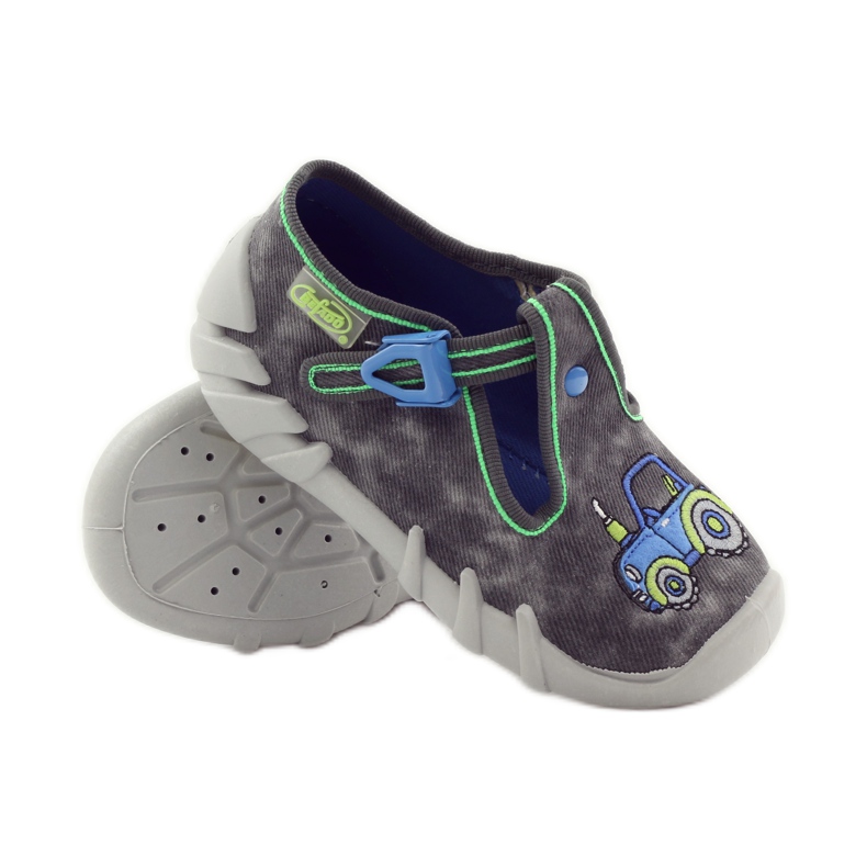 Poikien tossut Befado 110p316 traktori sininen harmaa vihreä 3