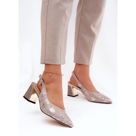 Naisten nahkaiset sandaalit pylväällä korkean nenän työkaluilla Vinceza 66733 Kulta ja hopea 2