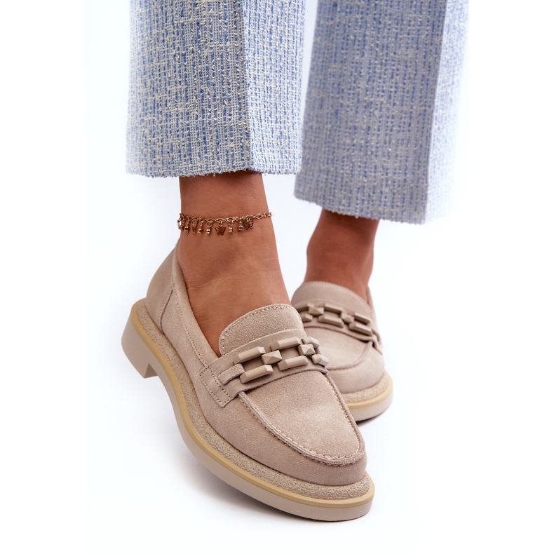 S.Barski Naisten litteäkorkoiset nahkapesät, joissa on sisustus TW101 Light Beige 2