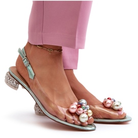 S.Barski Läpinäkyvät matalakorkoiset sandaalit koristeellisella vihreällä D&amp;A MR38-368 5