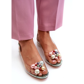 S.Barski Läpinäkyvät matalakorkoiset sandaalit koristeellisella vihreällä D&amp;A MR38-368 2