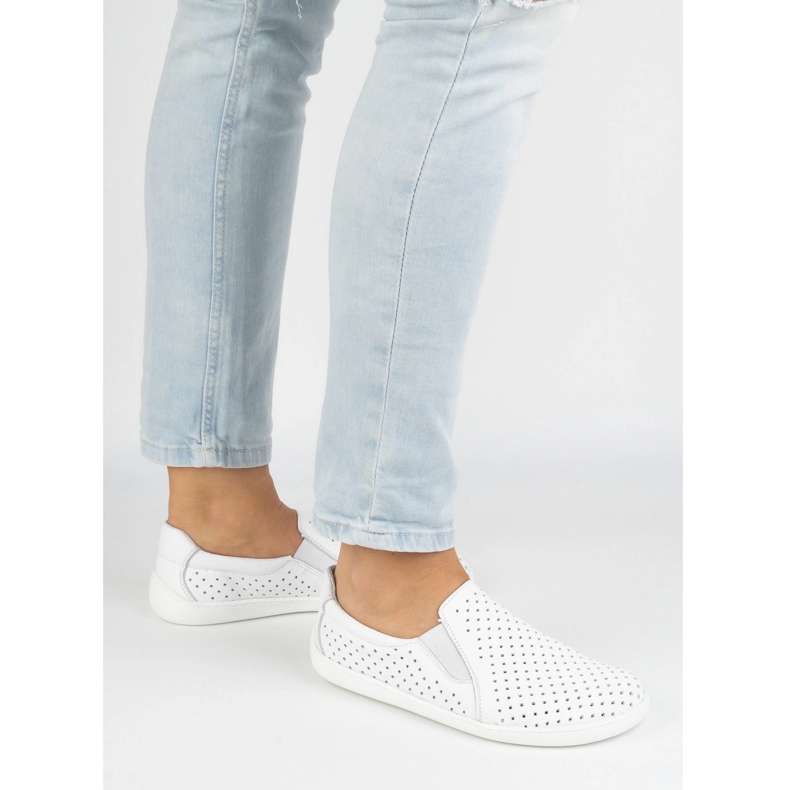 Valkoiset kengät Pistoke Barefoot Leather Women's Pollonus 5-1308-025 valkoinen 2