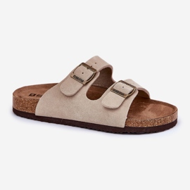 Big Star Naisten mokkanahkaiset flopsit iso tähti RR274A391 beige -soljet 6