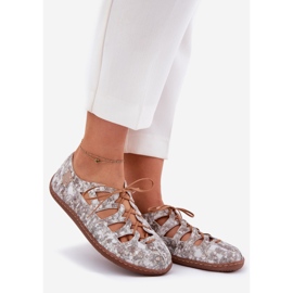 Nahkaballeriinit, joissa on leikattu Maciejka 06835-25/00-1 kulta kultainen 1