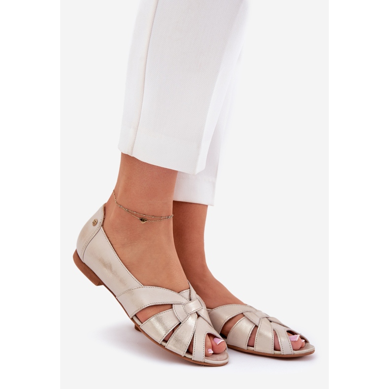 Nahkaballeriinit paljain sormilla Maciejka 06908-25/001-1 Zloty Wiped kultainen 1