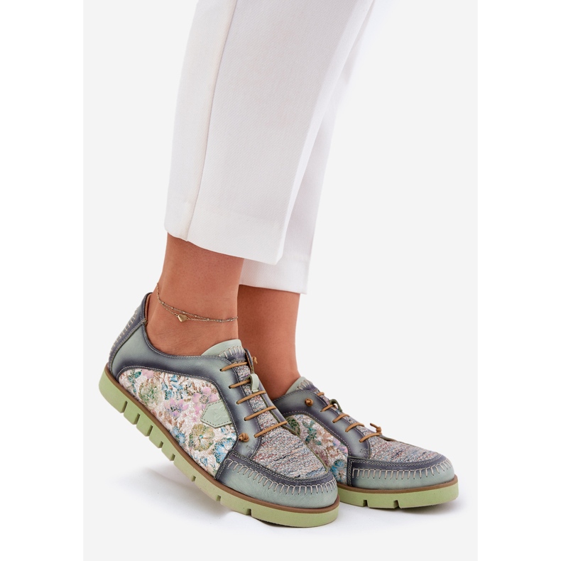 Naisten nahkakengät kuvioidut maciejka 06784-09 vihreää 1