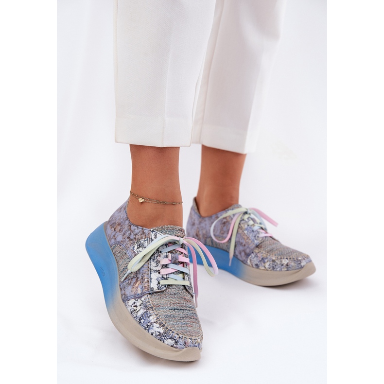 Naisten nahkakengät Maciejka-alustalla 06776a-06 sininen 2