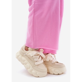 Naisten nahka -lenkkarit massiivisella alustalla Goe RR2N4043 Beige 1