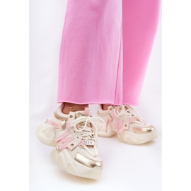 Naisten nahka -lenkkarit massiivisella pohjalla goe rr2n4031 beige 2