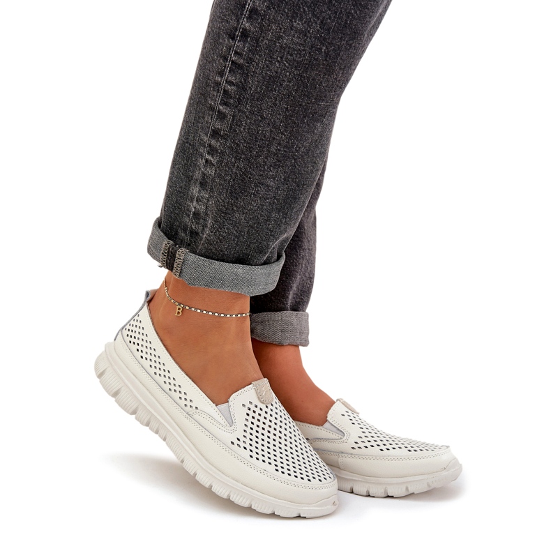 Evento Valon nahkainen avoin työsuhde 24pb18-6870 valkoinen 1