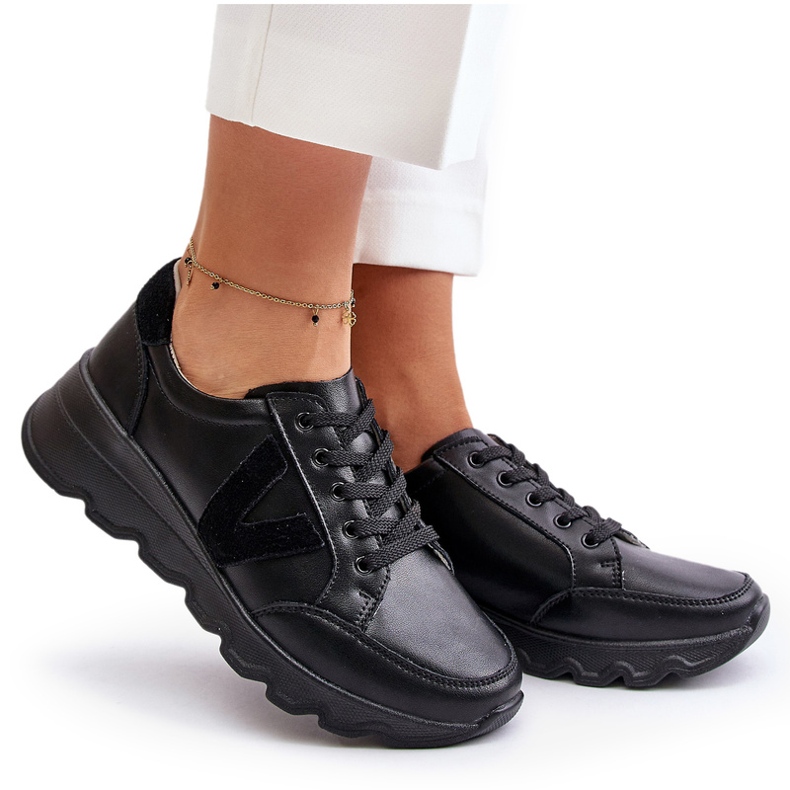 Vinceza 7918 naisten nahkaiset urheilukengät, mustat 4