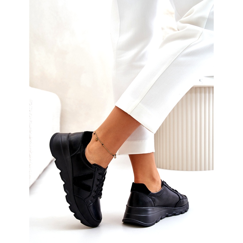 Vinceza 7918 naisten nahkaiset urheilukengät, mustat 3