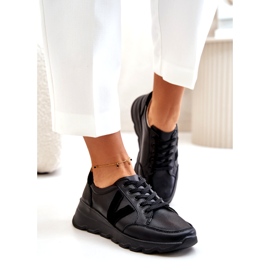 Vinceza 7918 naisten nahkaiset urheilukengät, mustat 1