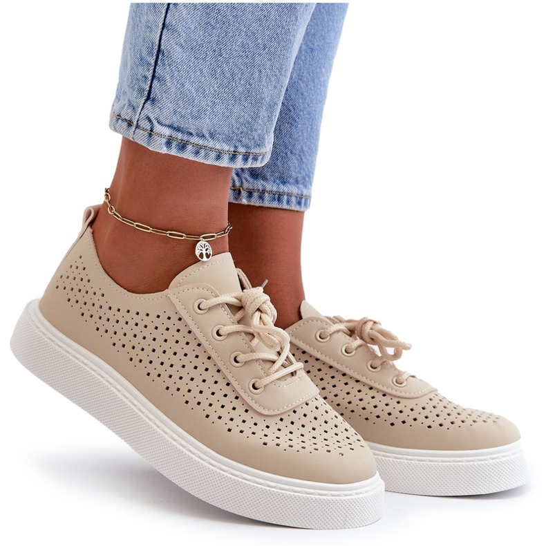 Openwork Sneakers -lenkkarit beige -alustalla 4