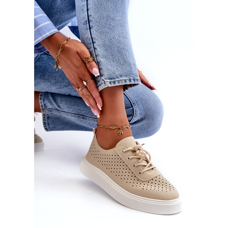 Openwork Sneakers -lenkkarit beige -alustalla 3