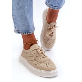 Openwork Sneakers -lenkkarit beige -alustalla 2