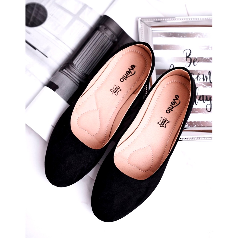 Evento Naisten mokkanahka Ballerinas 9BL02-1031 Nahkapohjainen musta insertti 4