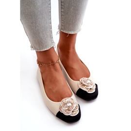 Seastar Naisten balleriinien ekologinen nahka koristeellisella helmillä beige 3