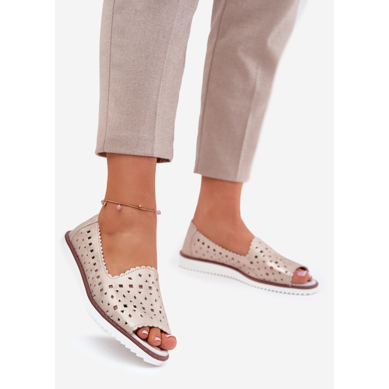 S.Barski Nahkainen avoimet balleriinit paljain sormilla S. Barski LR51-922 beige 1