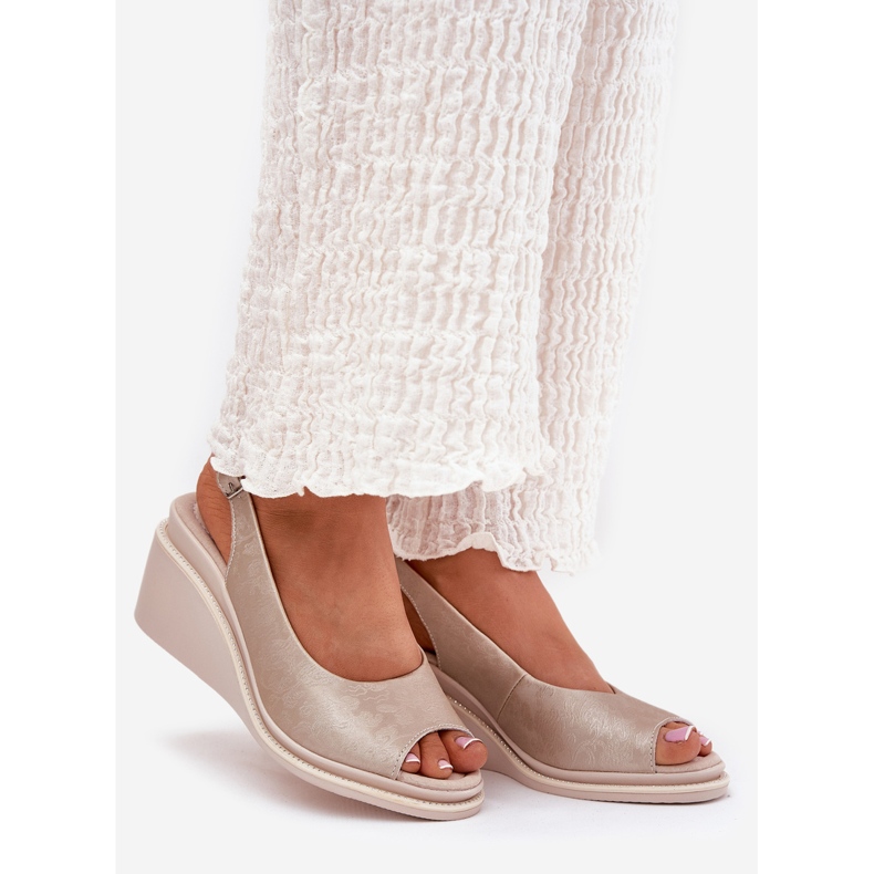 S.Barski Naisten nahka sandaalit kiila S. Barski LR51-539 PLN kultainen 1