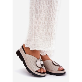 S.Barski Naisten nahkatohvelit, joissa on S. Barski LR51-662 beige koristeet 1