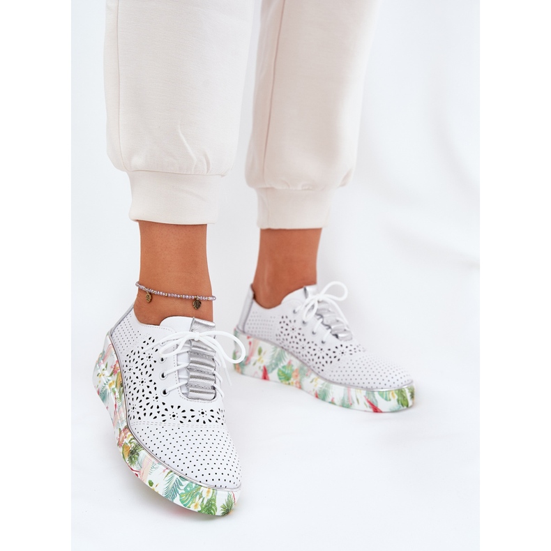 Naisten nahkakengät Artiker 56c1799 valkoinen ja hopea 2