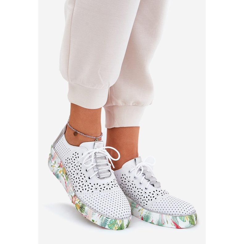 Naisten nahkakengät Artiker 56c1799 valkoinen ja hopea 1