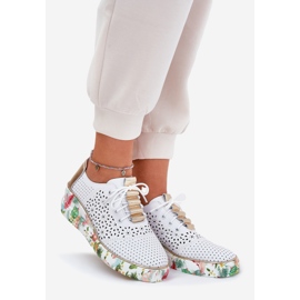 ARTIKER Naisten nahkaiset kengät taksikerille 56c1800 valkoinen ja kulta 1