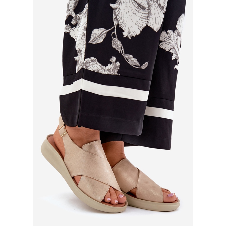 Jezzi Naisten sandaalit, joissa on ekologinen nahka kultainen 1