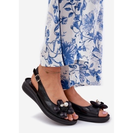 Jezzi Naisten sandaalit koristeellinen kukka musta 1