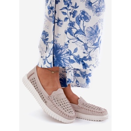 Vinceza Naisten nahkaiset leipät, joissa on avoin työkuvio Vincez 88028 beige 1