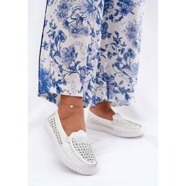 Vinceza Naisten nahkaiset leipät, joissa on avoin työkuvio Vincez 88028 valkoinen 2