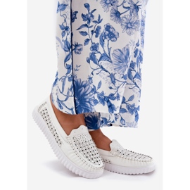 Vinceza Naisten nahkaiset leipät, joissa on avoin työkuvio Vincez 88028 valkoinen 1