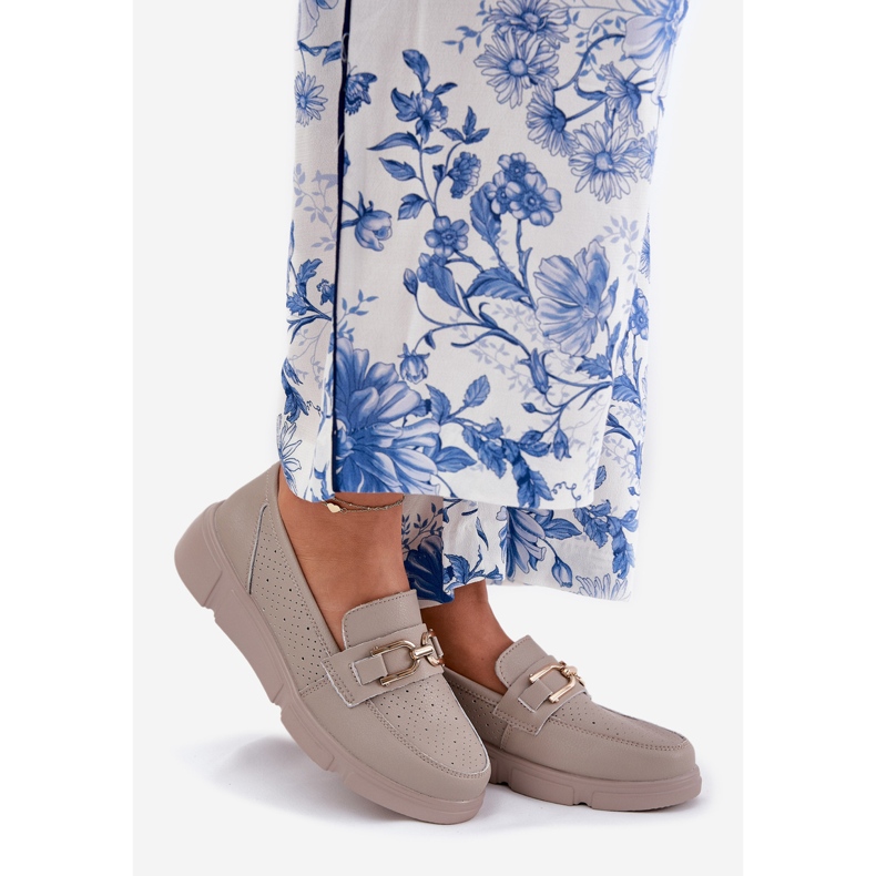 Vinceza Naisten nahkaiset leipät, joissa on kultainen yksityiskohta Vincez 88007 Dark Beige 1