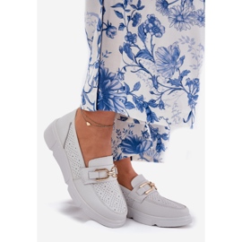 Vinceza Naisten nahkapäällysteet, joissa on kultainen yksityiskohta Vincez 88007 vaaleanharmaa valkoinen 1