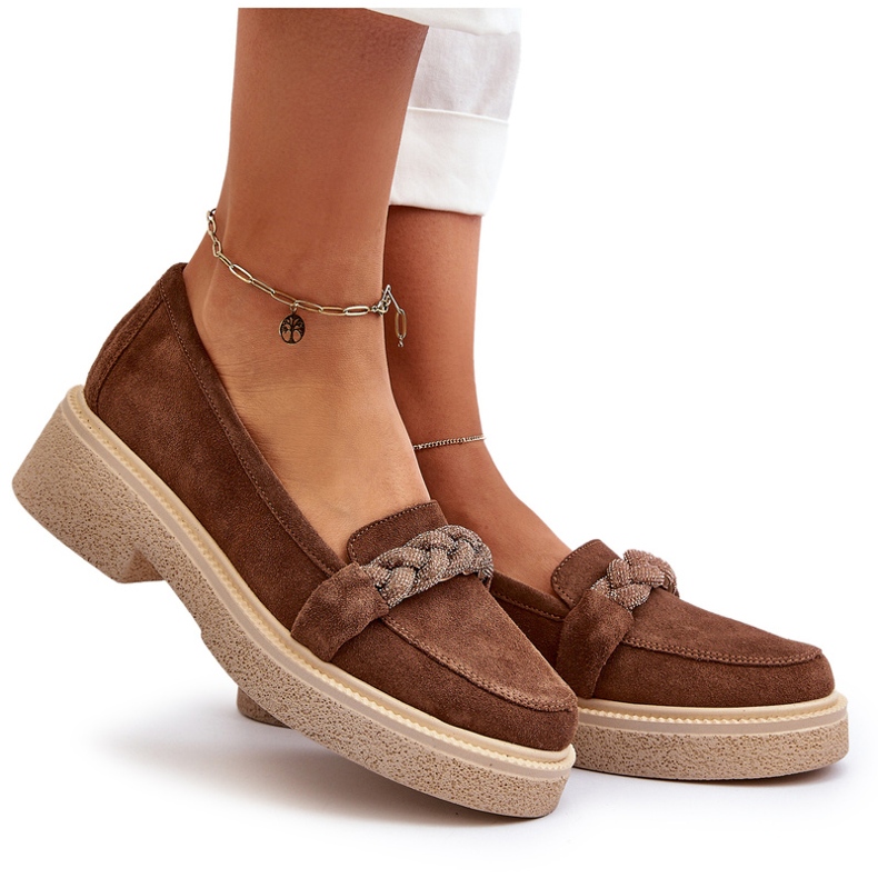 Zazoo 3429/W Naisten mokkanahkaiset mokasiinit koristeella, ruskea 5