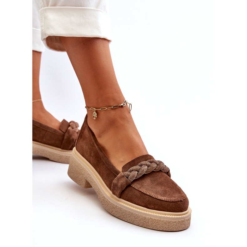 Zazoo 3429/W Naisten mokkanahkaiset mokasiinit koristeella, ruskea 2