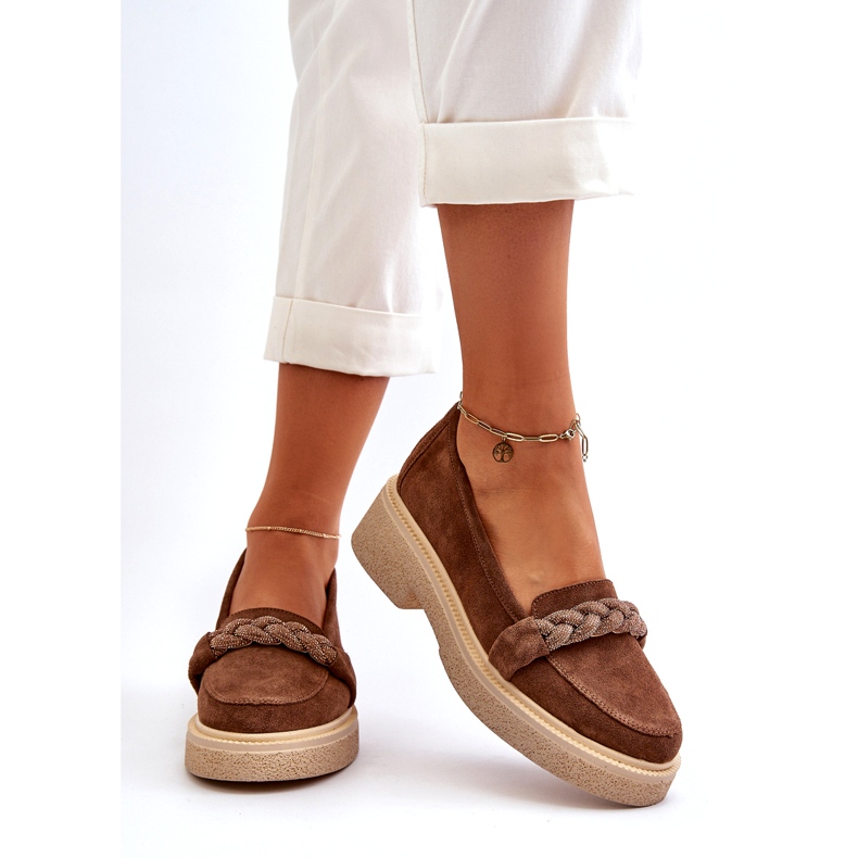 Zazoo 3429/W Naisten mokkanahkaiset mokasiinit koristeella, ruskea 3