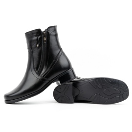 Olivier Naisten nahkaeristetyt saappaat kahdella vetoketjulla 310BB, musta 3