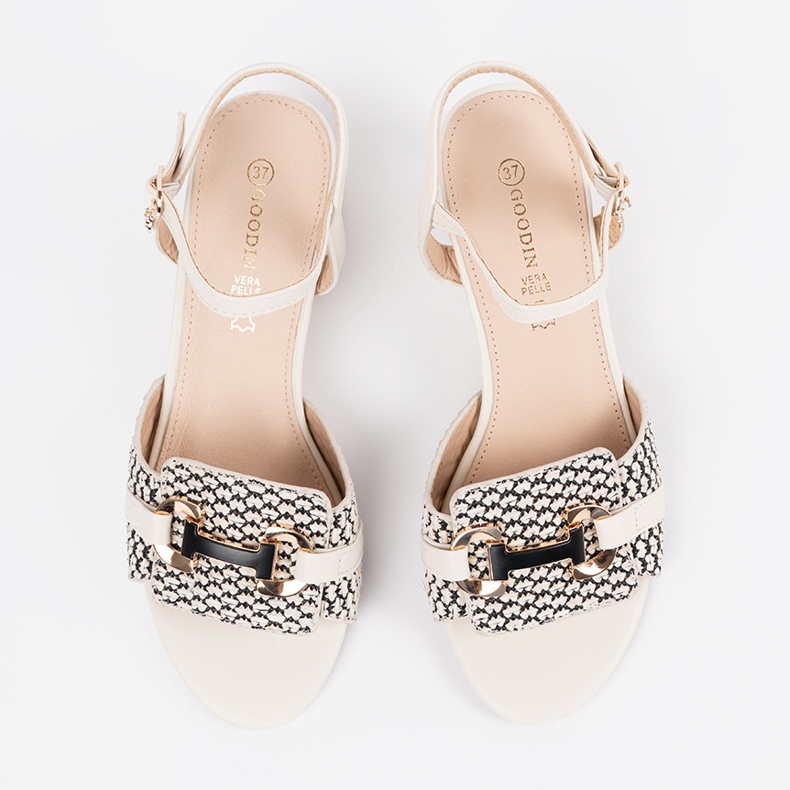 Goodin Valkoisten naisten sandaalit keskipitkällä pylväällä valkoinen 2