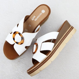 Naisten nahkainen flip flops valkoisilla kiiloilla REMONTE D2L52-80 valkoinen 3