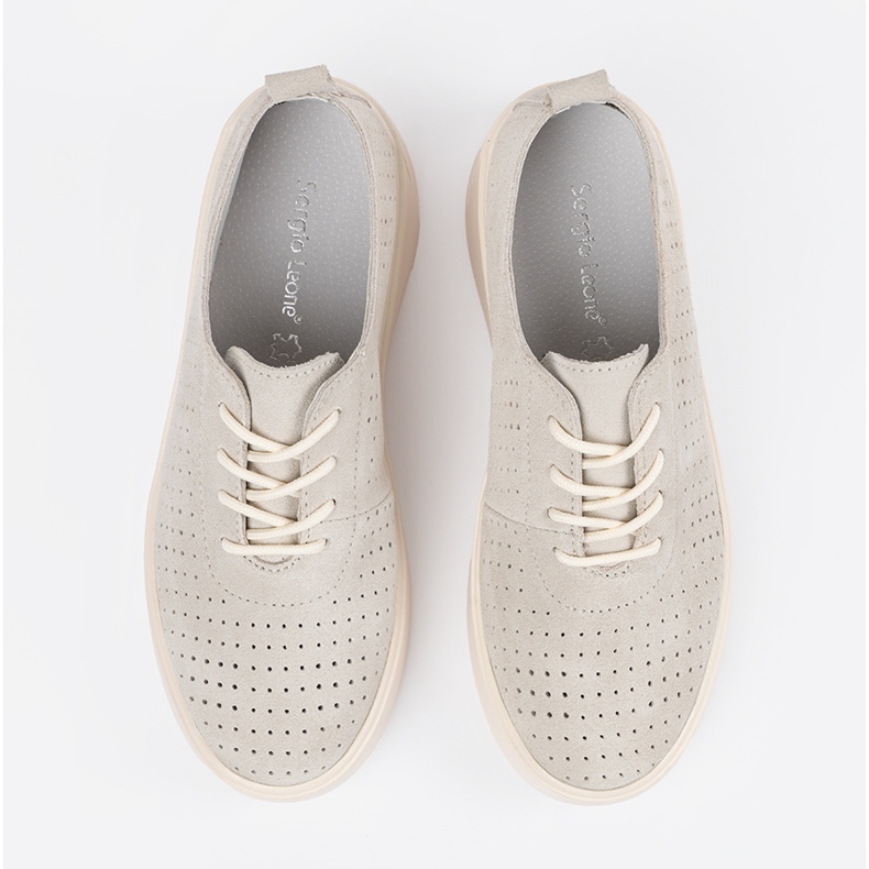 Sergio Leone Openwork Leather Shoes beige 1