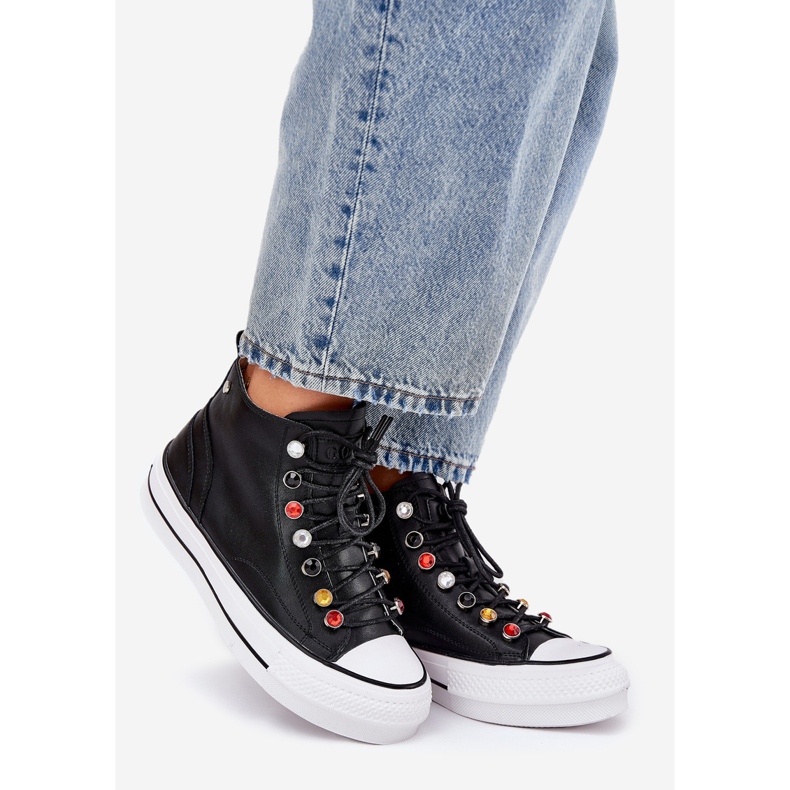 Goe RR2N4101 Naisten korkeat nahkaiset lenkkarit musta 1