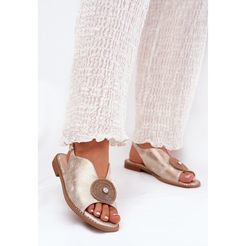 S.Barski Kiiltävät naisten sandaalit koristeelliset yksityiskohdat S. Barski Kv51-012 Zlotys kultainen 2