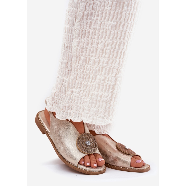 S.Barski Kiiltävät naisten sandaalit koristeelliset yksityiskohdat S. Barski Kv51-012 Zlotys kultainen 1